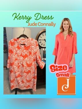 Jude Connally orange and White Floral Dress, size small, New